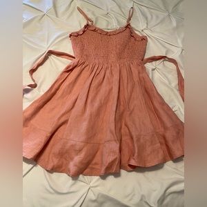 Light pink, adjustable strap, ruffle dress with belt